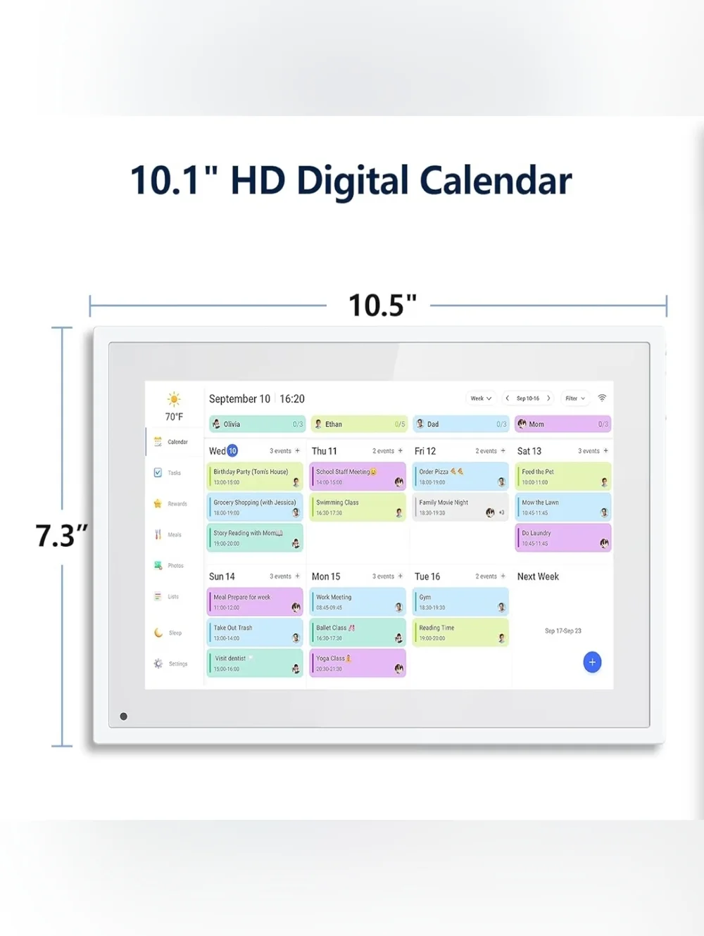 eCalendar 10.1 Inch Smart Electronic Desk Calendar - Black
